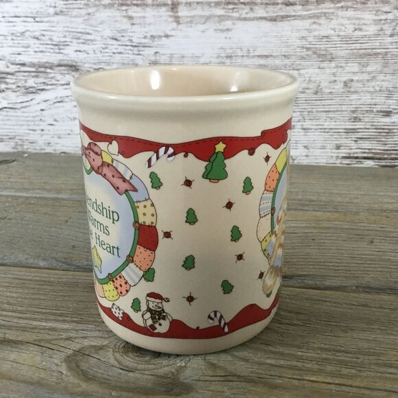 1991 Priscilla Hillman Friendship Warms The Heart 10 oz Christmas Ceramic Mug - Picture 2 of 6